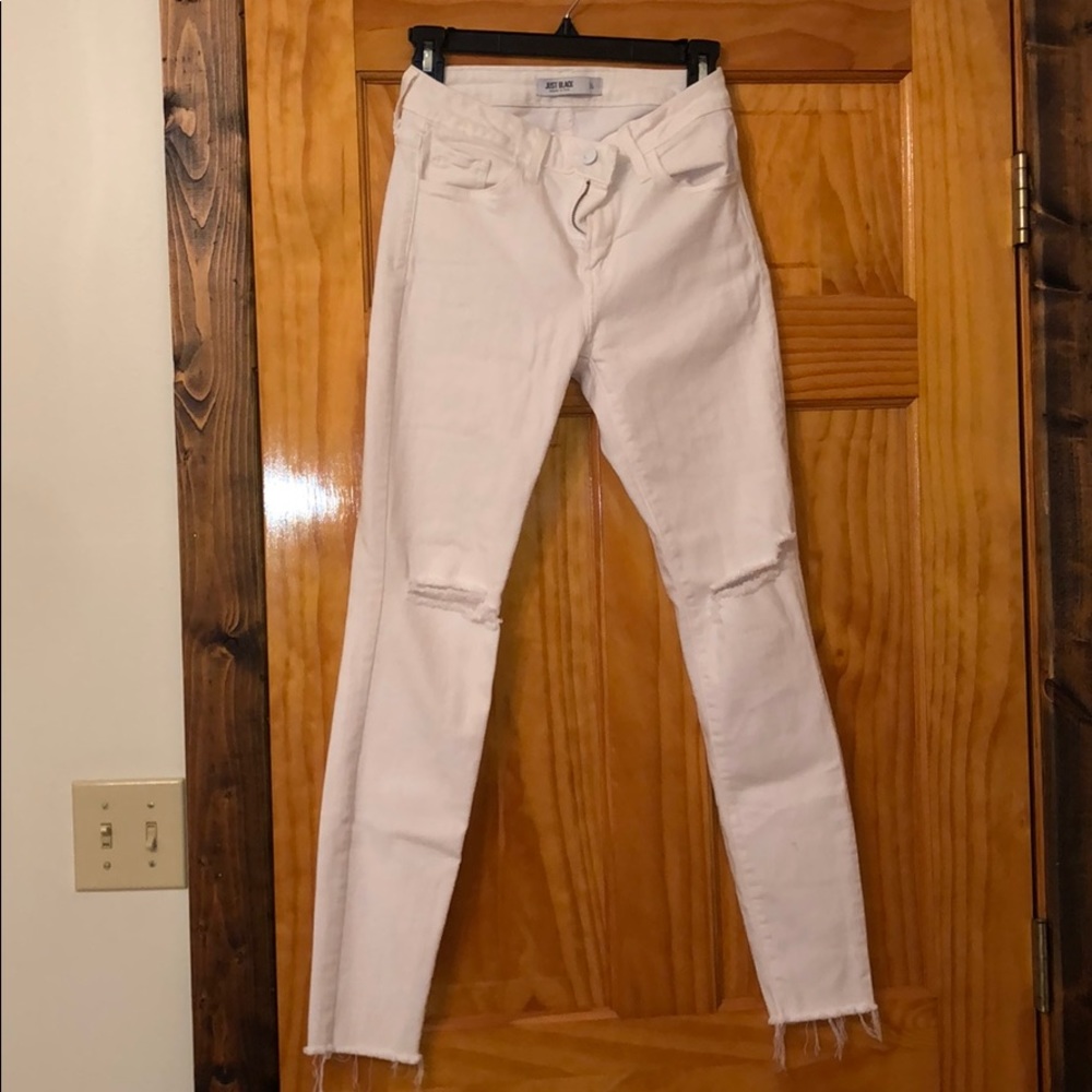 Just Black denim white jeans with slight knee rips